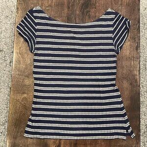 Anthropologie Pilcro Dotted Stripe Tee with Tie Back, size medium.